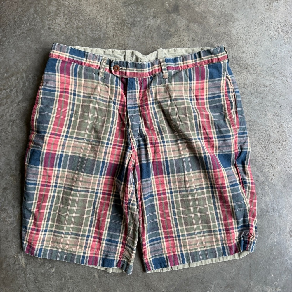 Polo Ralph Lauren Shorts Mens 34 Chino Reversible Tan Plaid Classic Fit 9"